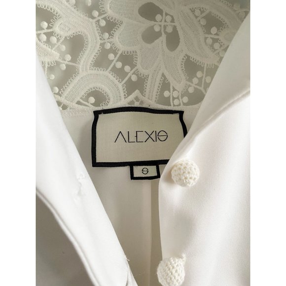 Alexis White Cropped Lace Inset Shirt, size Small. - Picture 9 of 14